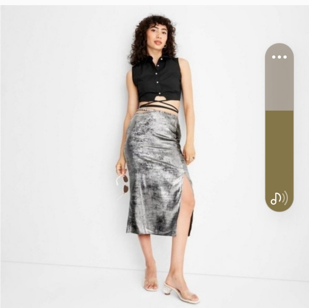 NWT dark grey skirt with metallic accents